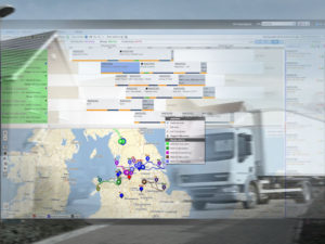 Montage of computer screen with delivery info and lorry photo