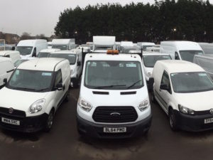 Vans waiting for auction at Shoreham