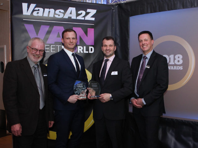 James Allit and Simon Wood pick up the joint award for Best Large Panel Van, with Neil McIntee (left) and Dan Gilkes (right)