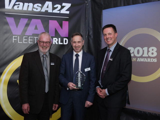 Jim Hannah picks up the award for Best Daily Van Rental, with Neil McIntee (left) and Dan Gilkes (right)