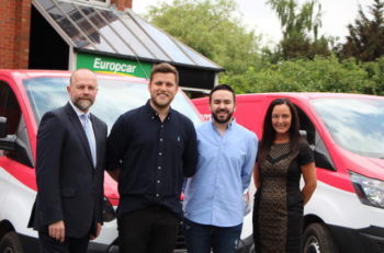 (L-R) Stuart Russell of Europcar UK with Barney Cook and Jordon BenBow of Eversmart Energy and Europcar’s Christine Sanders